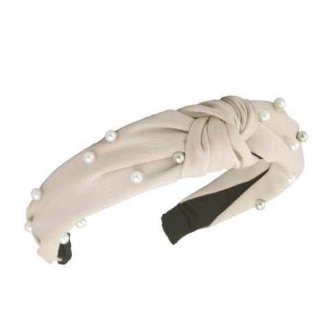 Opaska turban z materiału gruba perełki jasny krem O227JK Opaska turban z materiału gruba perełki jasny krem O227JK