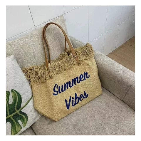 Torba plażowa boho z frędzlami – klasyczna brązowa Summer Vibes - TP11BR
