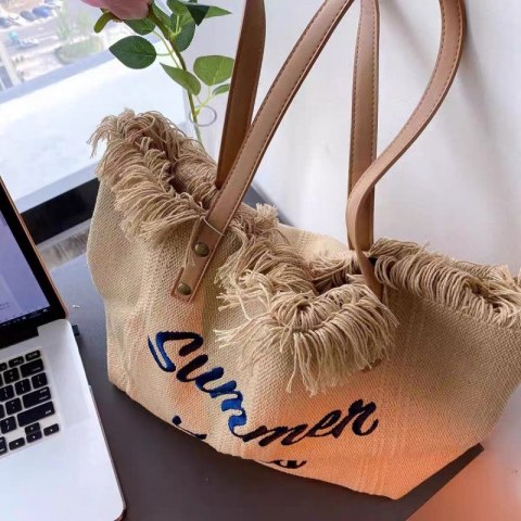 Torba plażowa boho z frędzlami – klasyczna brązowa Summer Vibes - TP11BR