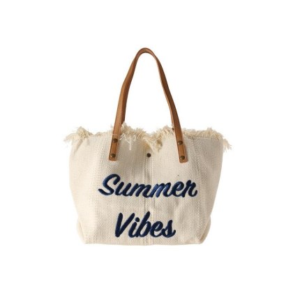 Torba plażowa boho z frędzlami – jasny krem Summer Vibes - TP11B