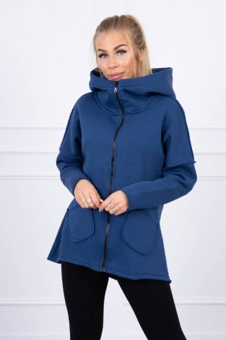 Bluza ocieplana z dłuższym tyłem i kieszeniami jeans