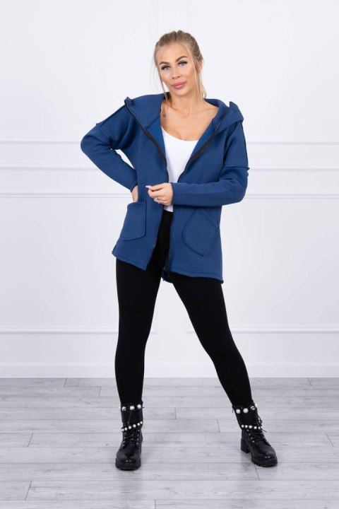 Bluza ocieplana z dłuższym tyłem i kieszeniami jeans