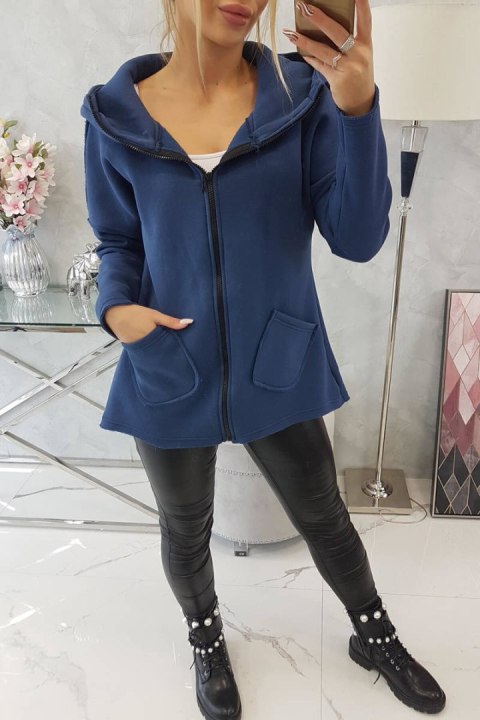 Bluza ocieplana z dłuższym tyłem i kieszeniami jeans