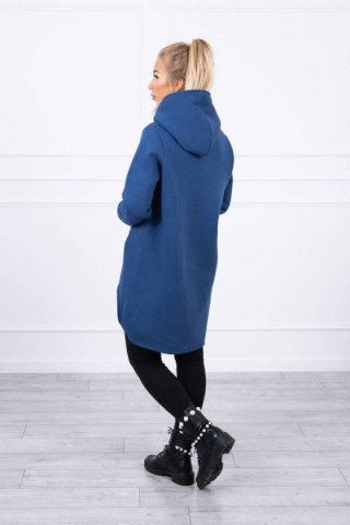 Bluza ocieplana z dłuższym tyłem jeansowa, z kapturem, asymetryczna