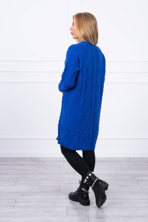Sweter Kardigan z warkoczowym splotem chabrowy Sweter Kardigan z warkoczowym splotem chabrowy