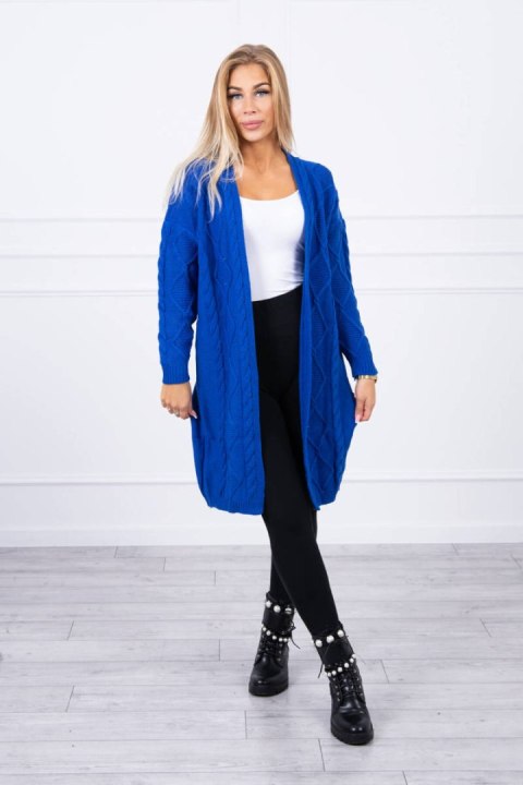 Sweter Kardigan z warkoczowym splotem chabrowy Sweter Kardigan z warkoczowym splotem chabrowy