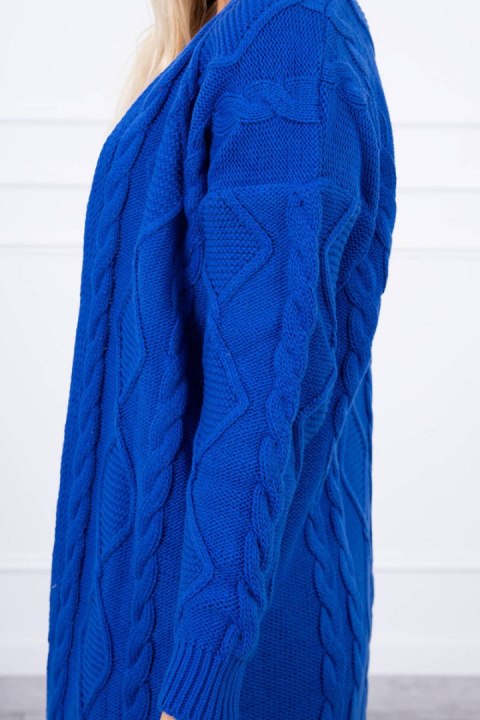 Sweter Kardigan z warkoczowym splotem chabrowy Sweter Kardigan z warkoczowym splotem chabrowy