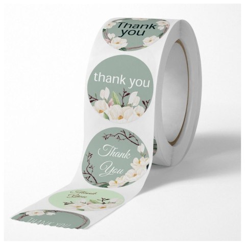 500 sztuk naklejek THANK YOU na taśmie średnica 25mm dekoracyjne naklejki samoprzylepne etykiety NNK06 500 sztuk naklejek THANK YOU na taśmie średnica 25mm dekoracyjne naklejki samoprzylepne etykiety NNK06