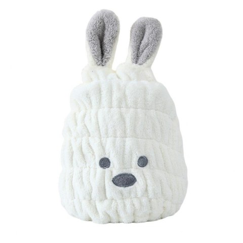 Ręcznik turban na włosy szybkoschnący - biały króliczek REC55WZ1 Ręcznik turban na włosy szybkoschnący - biały króliczek REC55WZ1