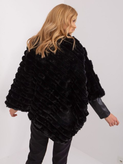 Poncho damskie czarne ciepłe zimowe Wool Fashion Italia Poncho damskie czarne ciepłe zimowe Wool Fashion Italia