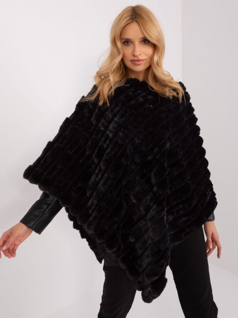 Poncho damskie czarne ciepłe zimowe Wool Fashion Italia Poncho damskie czarne ciepłe zimowe Wool Fashion Italia