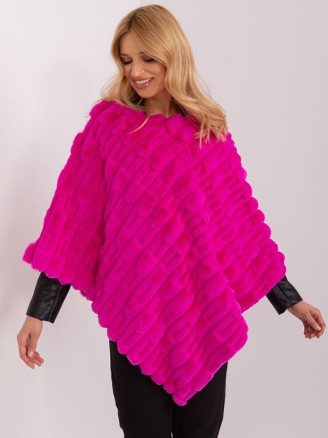 Poncho damskie fuksjowe ciepłe zimowe Wool Fashion Italia Poncho damskie fuksjowe ciepłe zimowe Wool Fashion Italia
