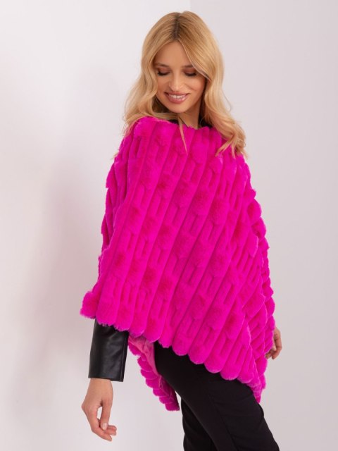 Poncho damskie fuksjowe ciepłe zimowe Wool Fashion Italia Poncho damskie fuksjowe ciepłe zimowe Wool Fashion Italia