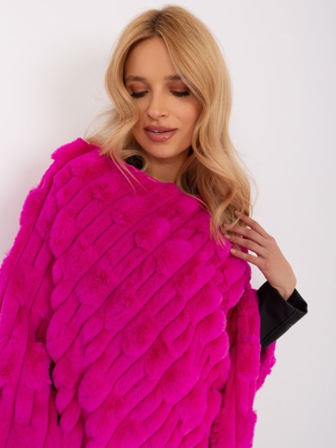 Poncho damskie fuksjowe ciepłe zimowe Wool Fashion Italia Poncho damskie fuksjowe ciepłe zimowe Wool Fashion Italia