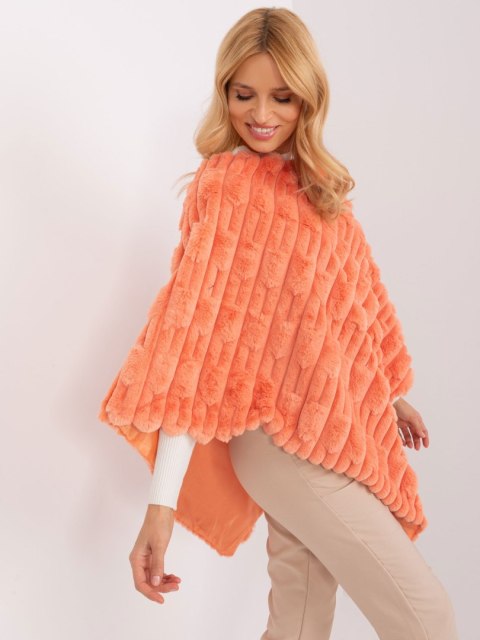 Poncho damskie pomarańczowe ciepłe zimowe Wool Fashion Italia Poncho damskie pomarańczowe ciepłe zimowe Wool Fashion Italia