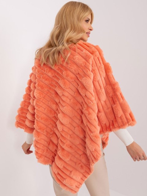 Poncho damskie pomarańczowe ciepłe zimowe Wool Fashion Italia Poncho damskie pomarańczowe ciepłe zimowe Wool Fashion Italia