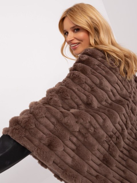 Poncho damskie brązowe ciepłe zimowe Wool Fashion Italia Poncho damskie brązowe ciepłe zimowe Wool Fashion Italia