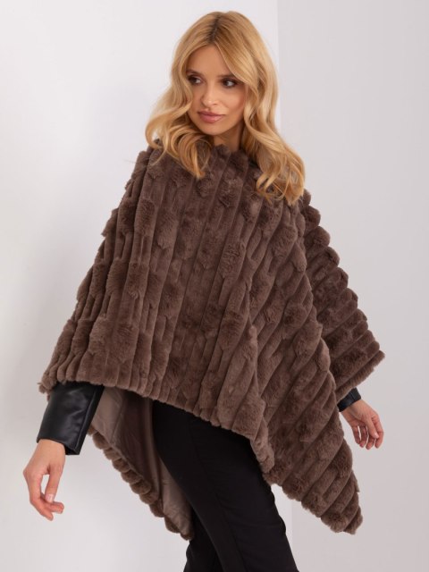 Poncho damskie brązowe ciepłe zimowe Wool Fashion Italia Poncho damskie brązowe ciepłe zimowe Wool Fashion Italia