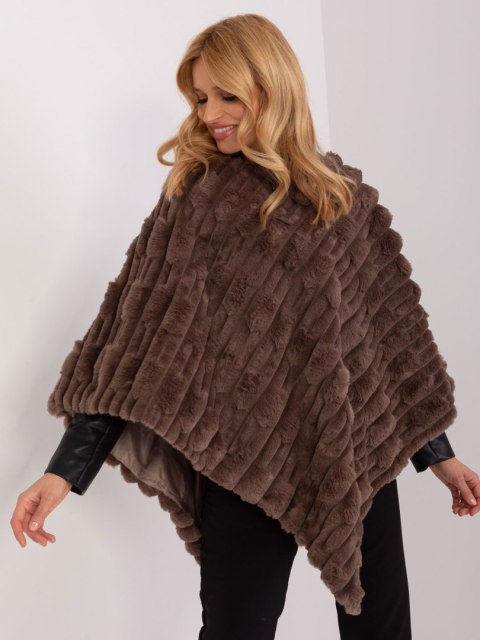 Poncho damskie brązowe ciepłe zimowe Wool Fashion Italia Poncho damskie brązowe ciepłe zimowe Wool Fashion Italia