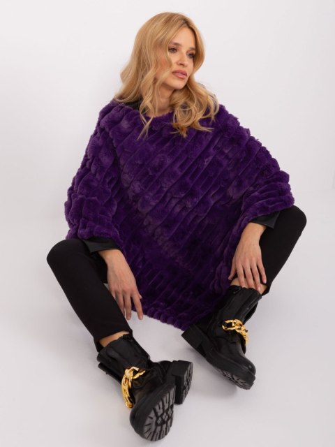 Poncho damskie fioletowe ciepłe zimowe Wool Fashion Italia Poncho damskie fioletowe ciepłe zimowe Wool Fashion Italia