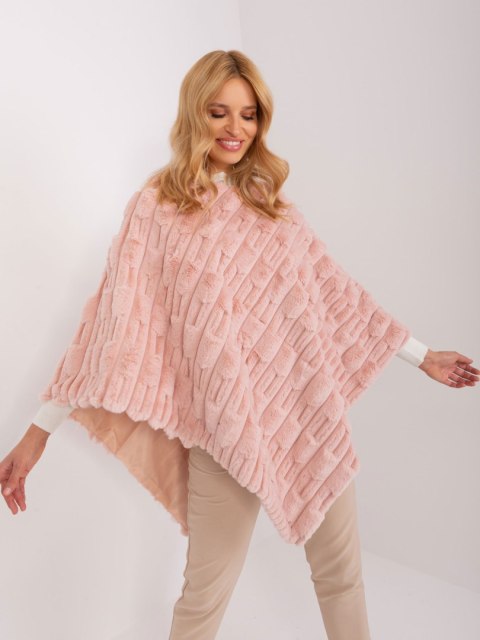 Poncho damskie różowe ciepłe zimowe Wool Fashion Italia Poncho damskie różowe ciepłe zimowe Wool Fashion Italia