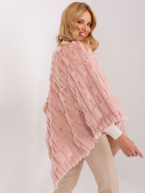 Poncho damskie różowe ciepłe zimowe Wool Fashion Italia Poncho damskie różowe ciepłe zimowe Wool Fashion Italia