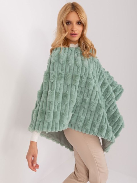 Poncho damskie pistacjowe ciepłe zimowe Wool Fashion Italia Poncho damskie pistacjowe ciepłe zimowe Wool Fashion Italia