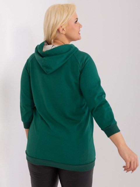 Bluza damska ciemno zielona plus size ze ściągaczami Bluza damska ciemno zielona plus size ze ściągaczami