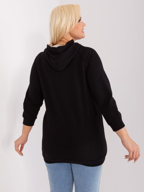Bluza damska czarna plus size ze ściągaczami Bluza damska czarna plus size ze ściągaczami