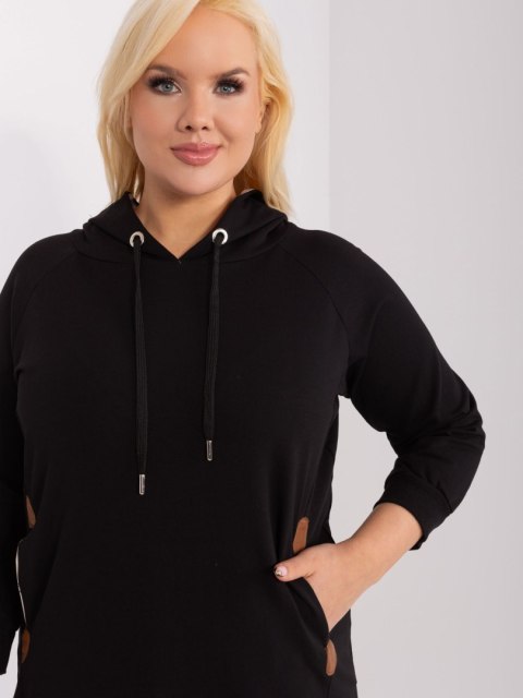 Bluza damska czarna plus size ze ściągaczami Bluza damska czarna plus size ze ściągaczami