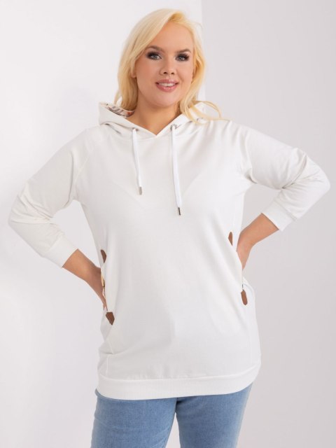Bluza damska ecru plus size ze ściągaczami Bluza damska ecru plus size ze ściągaczami