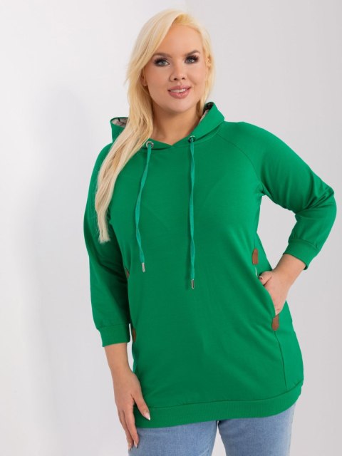Bluza damska zielona plus size ze ściągaczami Bluza damska zielona plus size ze ściągaczami