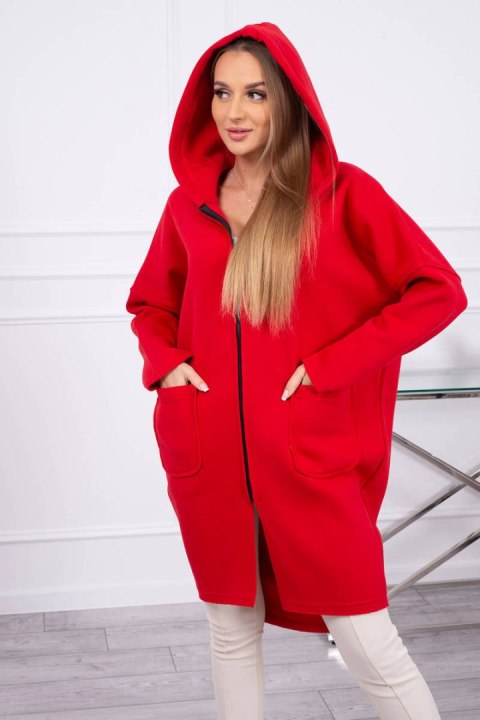 Bluza ocieplana rozpinana z dłuższym tyłem czerwona Bluza ocieplana rozpinana z dłuższym tyłem czerwona