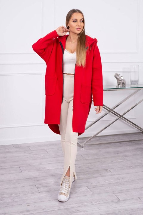 Bluza ocieplana rozpinana z dłuższym tyłem czerwona Bluza ocieplana rozpinana z dłuższym tyłem czerwona