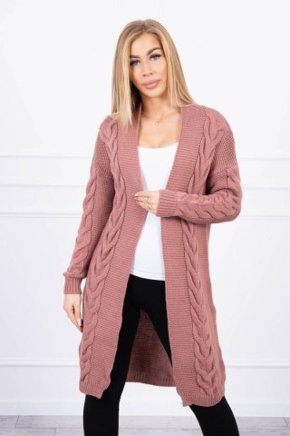 Sweter Kardigan splot warkocz ciemny różowy