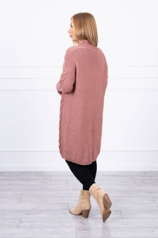 Sweter Kardigan splot warkocz ciemny różowy