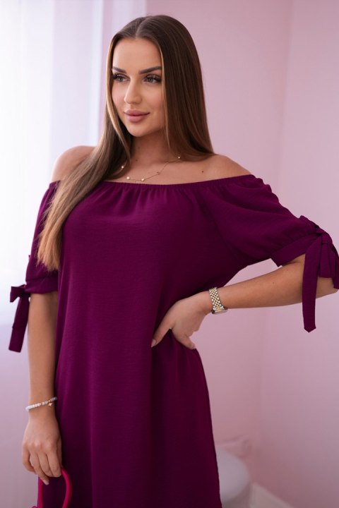 Sukienka letnia wiązana na rękawach śliwkowa oversize Sukienka letnia wiązana na rękawach śliwkowa oversize