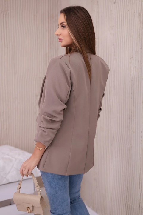 Marynarka z klapami elegancka cappuccino rękaw 3/4 Marynarka z klapami elegancka cappuccino rękaw 3/4