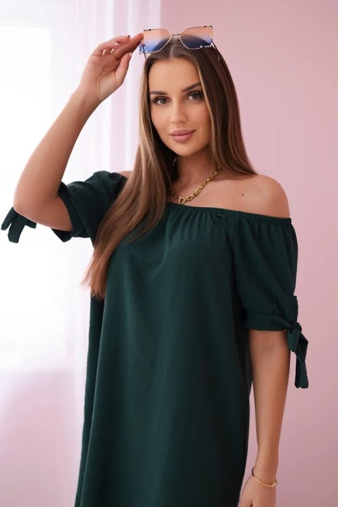 Sukienka letnia oversize wiązana na rękawach ciemno zielona Sukienka letnia oversize wiązana na rękawach ciemno zielona