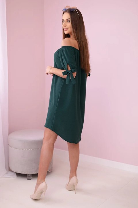 Sukienka letnia oversize wiązana na rękawach ciemno zielona Sukienka letnia oversize wiązana na rękawach ciemno zielona