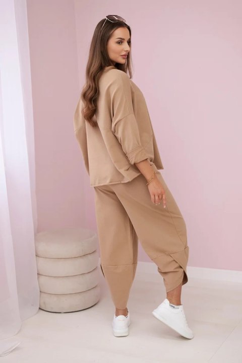 Komplet bawełniany bluza + spodnie camelowy włoski Komplet bawełniany bluza + spodnie camelowy włoski