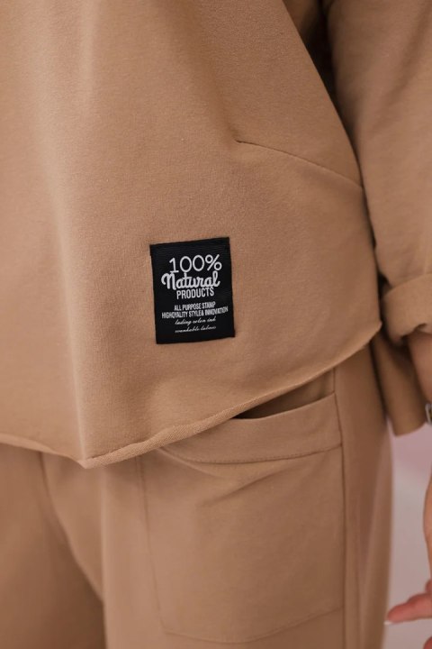 Komplet bawełniany bluza + spodnie camelowy włoski Komplet bawełniany bluza + spodnie camelowy włoski