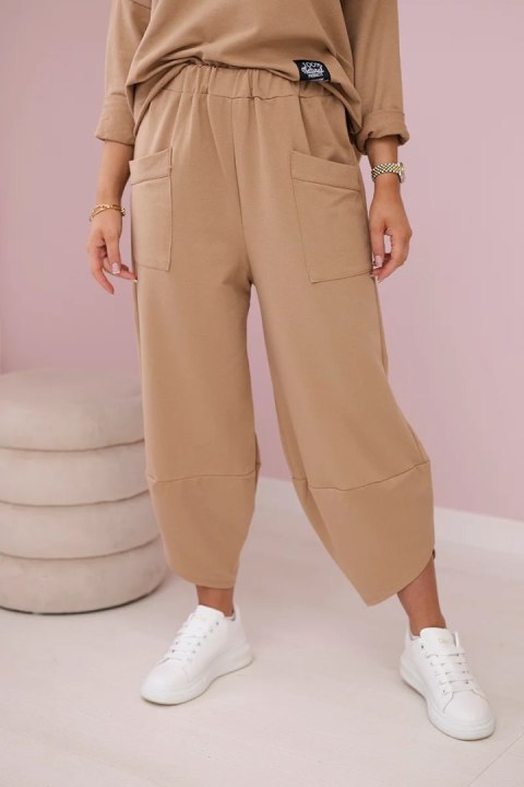 Komplet bawełniany bluza + spodnie camelowy włoski Komplet bawełniany bluza + spodnie camelowy włoski