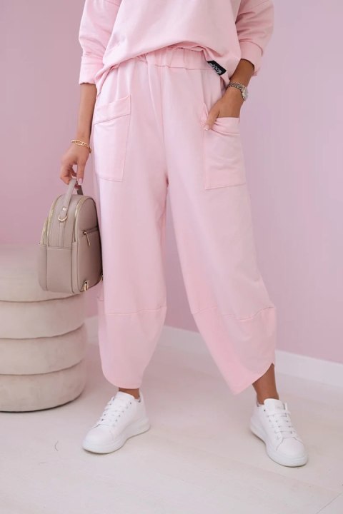 Komplet bawełniany bluza i spodnie pudrowy róż włoski, oversize Komplet bawełniany bluza i spodnie pudrowy róż włoski, oversize