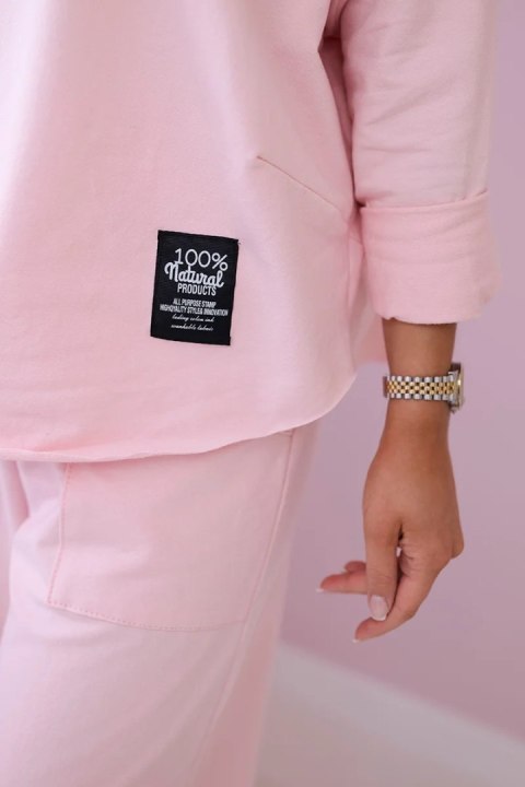Komplet bawełniany bluza i spodnie pudrowy róż włoski, oversize Komplet bawełniany bluza i spodnie pudrowy róż włoski, oversize