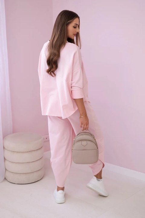 Komplet bawełniany bluza i spodnie pudrowy róż włoski, oversize Komplet bawełniany bluza i spodnie pudrowy róż włoski, oversize