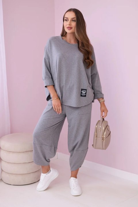 Komplet bawełniany bluza + spodnie szary melanż włoski Komplet bawełniany bluza + spodnie szary melanż włoski