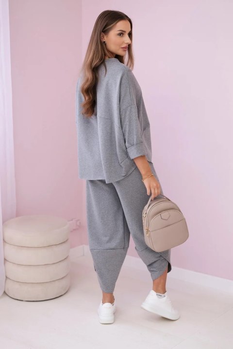 Komplet bawełniany bluza + spodnie szary melanż włoski Komplet bawełniany bluza + spodnie szary melanż włoski