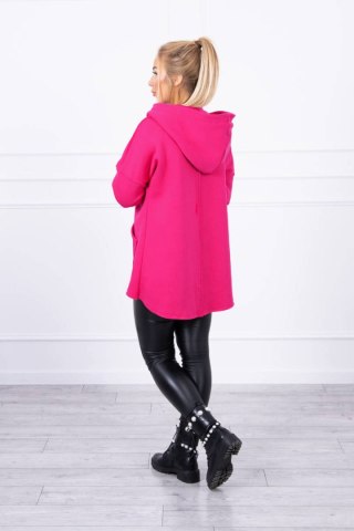 Bluza ocieplana z dłuższym tyłem i kieszeniami fuksja