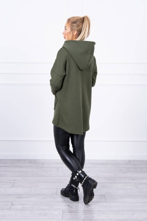 Bluza ocieplana z dłuższym tyłem i kieszeniami khaki Bluza ocieplana z dłuższym tyłem i kieszeniami khaki